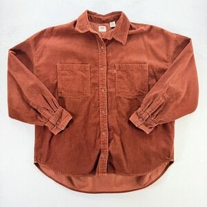 Levi's Shirt Womens Large Brown Corduroy Button Up Long Sleeve Top Oversized